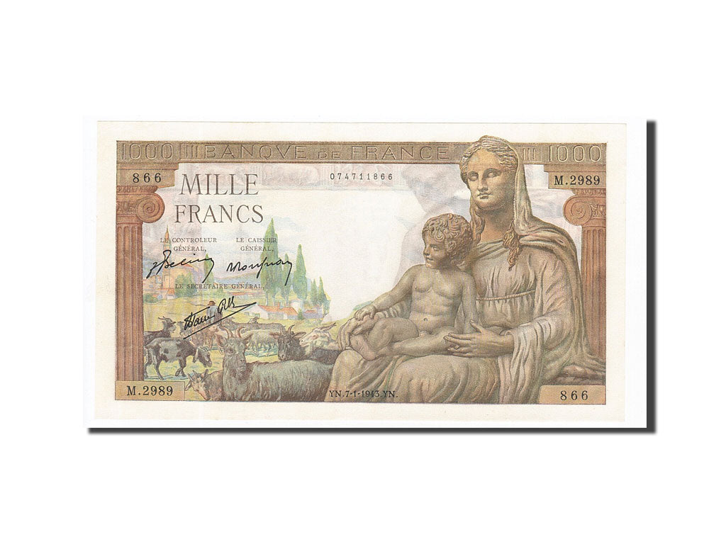 Banknote, France, 1000 Francs, 1943, 1943-01-07, UNC(65-70), Fayette:40.15