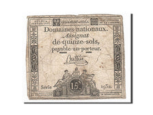 Banknote, France, 15 Sols, 1792, Buttin, 1792-01-04, VF(20-25), KM:A54