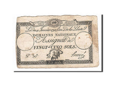 Biljet, Frankrijk, 25 Sols, 1792, Hervé, 1792-01-04, TB+, KM:A55, Lafaurie:150