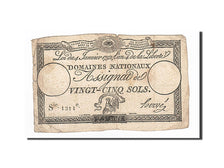 Banknote, France, 25 Sols, 1792, Hervé, 1792-01-04, VF(30-35), KM:A55