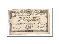 Geldschein, Frankreich, 25 Sols, 1792, Hervé, 1792-01-04, S+, KM:A55