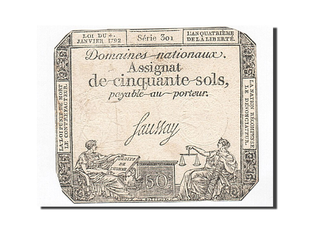 France, 50 Sols, 1792, Saussay, KM:A56, 1792-01-04, VF(30-35), Lafaurie:151