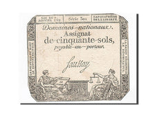 France, 50 Sols, 1792, Saussay, KM:A56, 1792-01-04, VF(30-35), Lafaurie:151