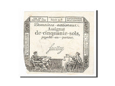 Banconote, Francia, 50 Sols, 1792, Saussay, 1792-01-04, MB, KM:A56, Lafaurie:151