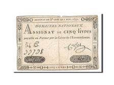 France, 5 Livres, 1791, 1791-11-01, Corset, KM:A50, TB+, Lafaurie:145