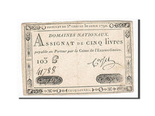 Francia, 5 Livres, 1792, Corset, KM:A57, 1792-04-30, BC+, Lafaurie:152