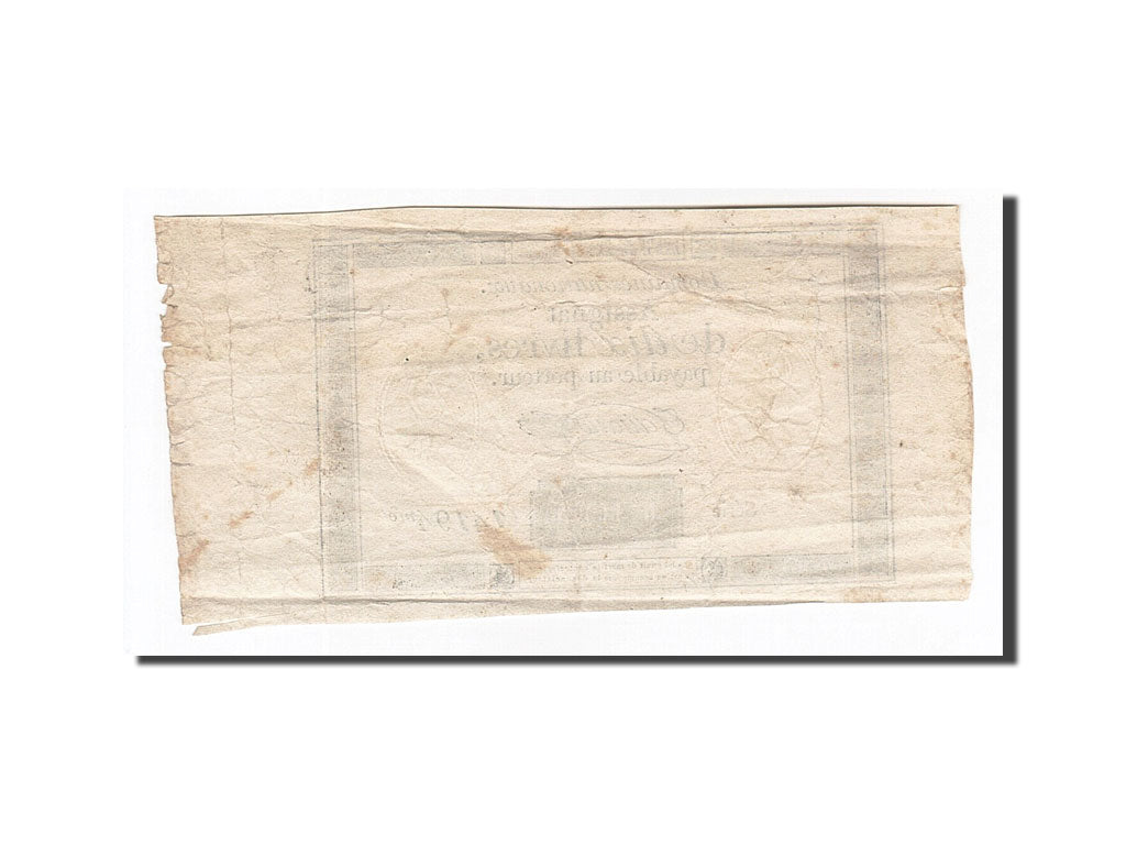 Billete, Francia, 10 Livres, 1792, Taisaud, 1792-10-24, BC+, KM:A66b