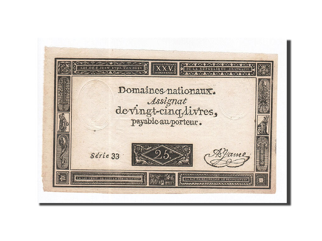 France, 25 Livres, FAUX, 1793-06-06, A.Jame, KM:A71, TTB, Lafaurie:168