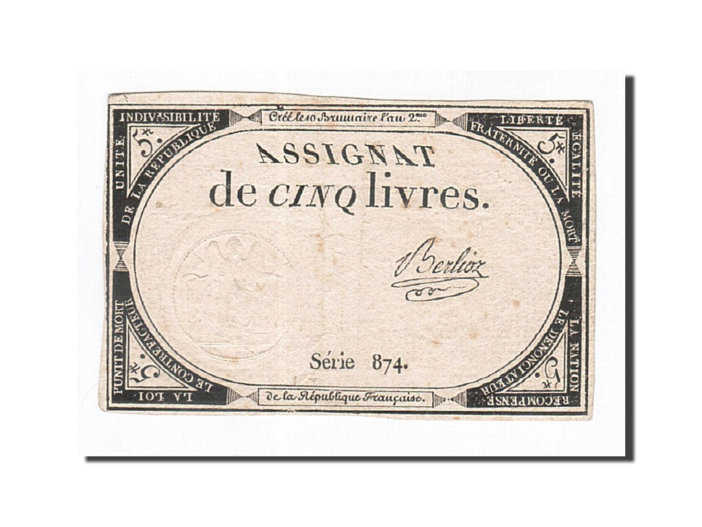 Frankreich, 5 Livres, 1793, Berlioz, KM:A76, 1793-10-31, S+, Lafaurie:171