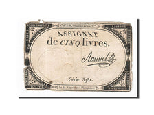 Banconote, Francia, 5 Livres, 1793, Roussel, 1793-10-31, B+, KM:A76