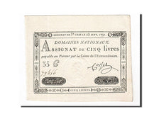 Banconote, Francia, 5 Livres, 1791, Corset, 1791-09-28, SPL, KM:A49