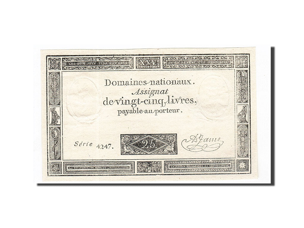 Banknote, France, 25 Livres, 1793, 1793-06-06, AU(55-58), KM:A71, Lafaurie:168