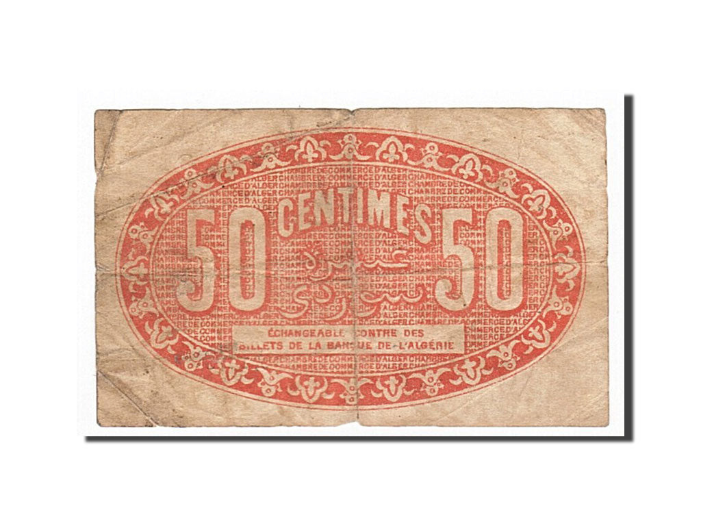 Algeria, Alger, 50 Centimes, 1923-01-31, B+, Pirot 137-25