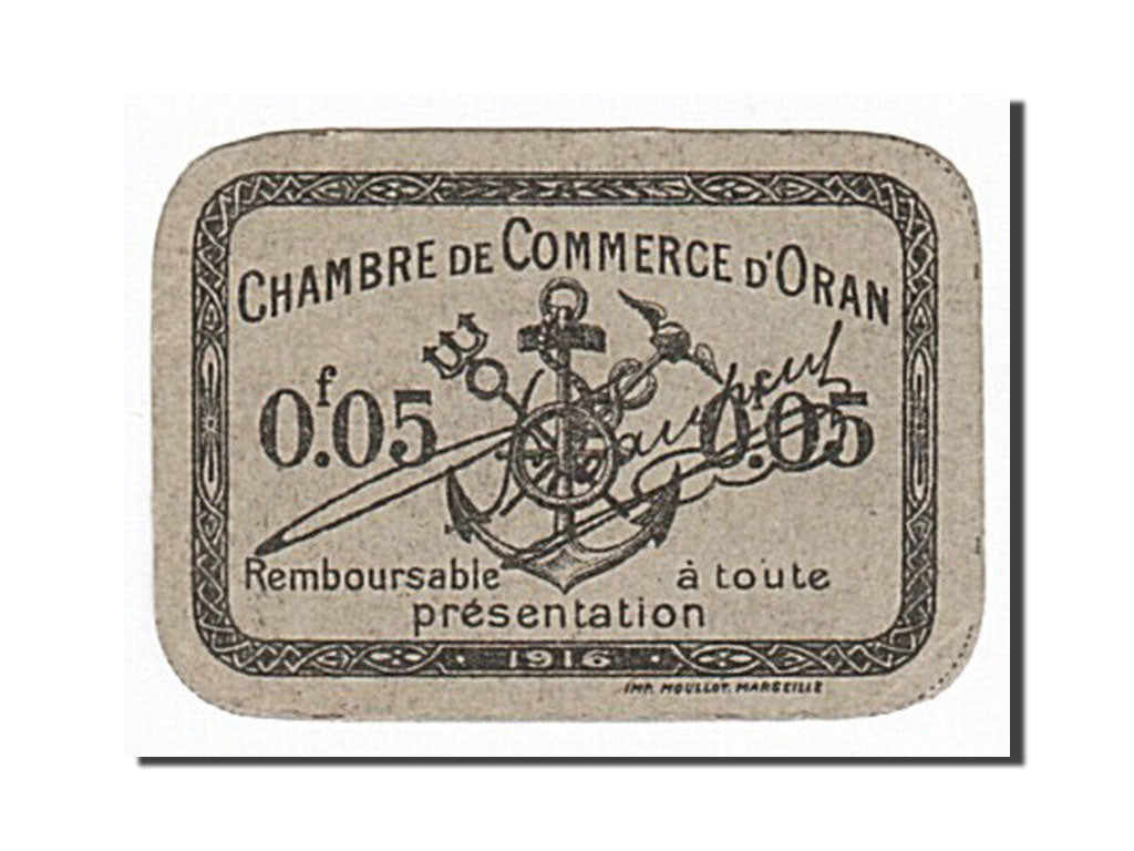 Banknote, Algeria, 5 Centimes, 1916, AU(55-58)
