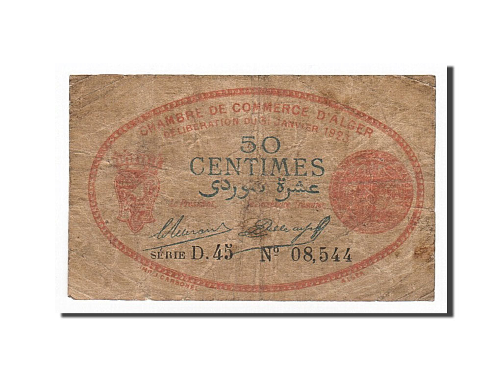 Banknote, Algeria, 50 Centimes, 1923, 1923-01-31, F(12-15)