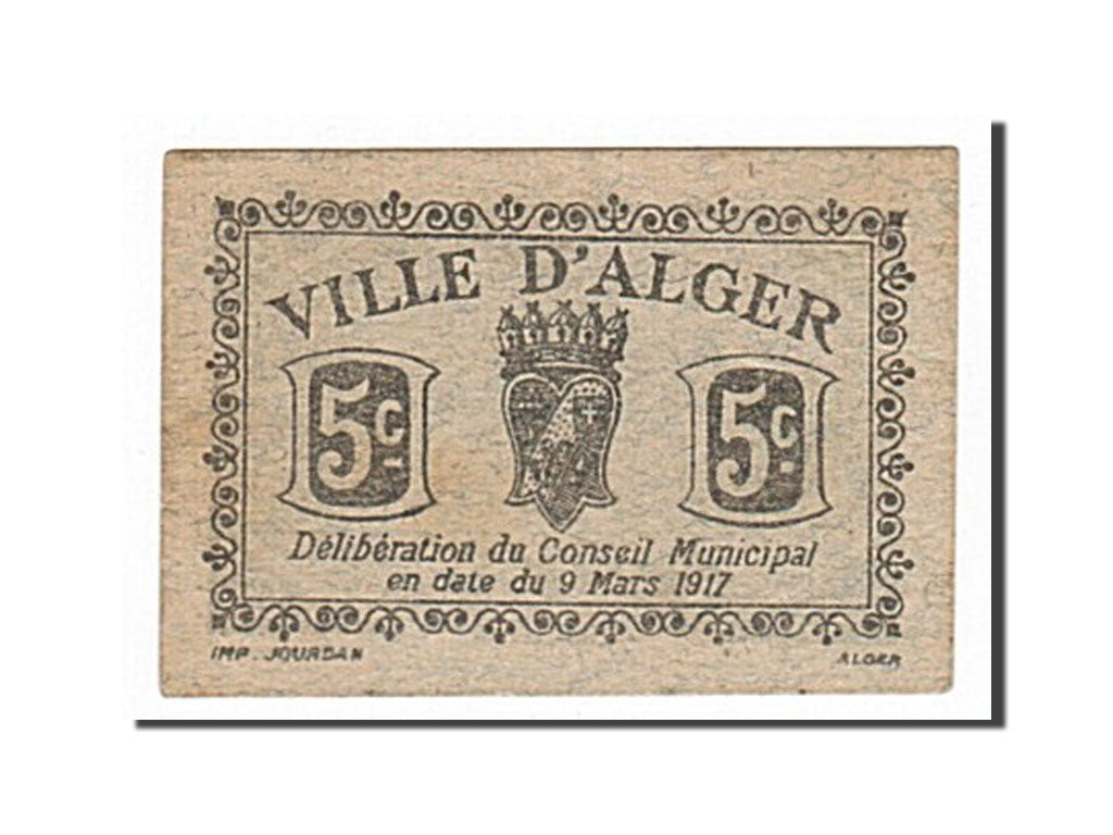 Banknote, Algeria, 5 Centimes, 1917, 1917-03-09, AU(55-58)