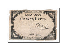 Billete, Francia, 5 Livres, 1793, Duval, 1793-10-31, BC, KM:A76, Lafaurie:171