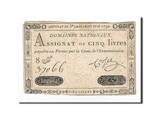 Billet, France, 5 Livres, 1792, 1792-06-27, Corset, TB+, KM:A60, Lafaurie:155