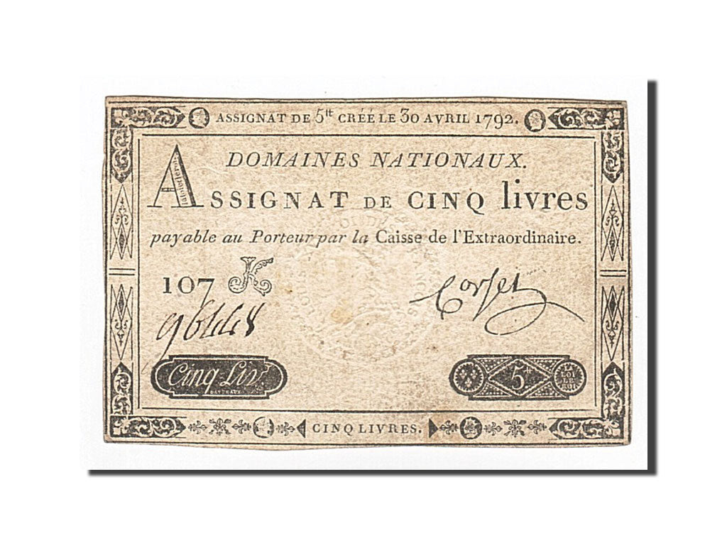 Francia, 5 Livres, Corset, KM:A57, 1792-04-30, BC+, Lafaurie:152