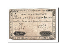 Banconote, Francia, 5 Livres, 1791, Corset, 1791-09-28, MB, KM:A49, Lafaurie:144