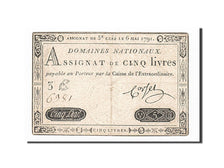 Billet, France, 5 Livres, 1791, 1791-05-06, Corset, TB+, KM:A42, Lafaurie:137