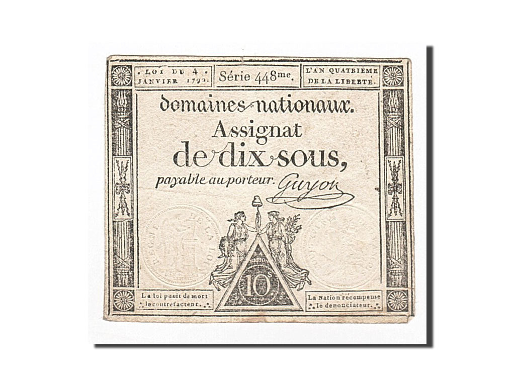 Francia, 10 Sous, Guyon, KM:A53, 1792-01-04, BB+, Lafaurie:148