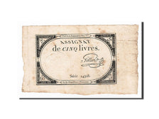 Banconote, Francia, 5 Livres, 1793, Gilliers, 1793-10-31, MB+, KM:A76