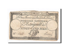 Billete, Francia, 25 Sols, 1792, Hervé, 1792-01-04, BC, KM:A55, Lafaurie:150