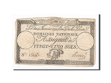 Geldschein, Frankreich, 25 Sols, 1792, Hervé, 1792-01-04, S, KM:A55