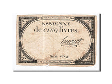 Banknote, France, 5 Livres, 1793, Henriot, 1793-10-31, VF(30-35), KM:A76