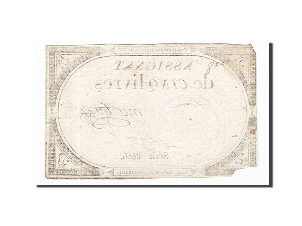 Biljet, Frankrijk, 5 Livres, 1793, Martin, 1793-10-31, TTB, KM:A76, Lafaurie:171