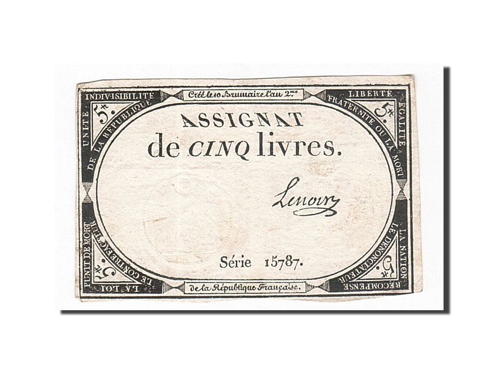 France, 5 Livres, 1793, Lenoir, KM:A76, 1793-10-31, AU(50-53), Lafaurie:171