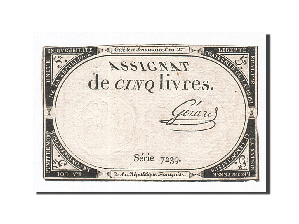 France, 5 Livres, 1793, Gérard, KM:A76, 1793-10-31, VF(30-35), Lafaurie:171