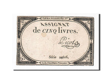Banconote, Francia, 5 Livres, 1793, Picot, 1793-10-31, MB+, KM:A76, Lafaurie:171