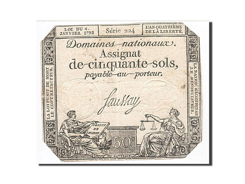 Francia, 50 Sols, 1792, Saussay, KM:A56, 1792-01-04, MBC, Lafaurie:151