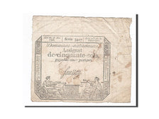 Banconote, Francia, 50 Sols, 1793, Saussay, 1793-05-23, MB+, KM:A70b