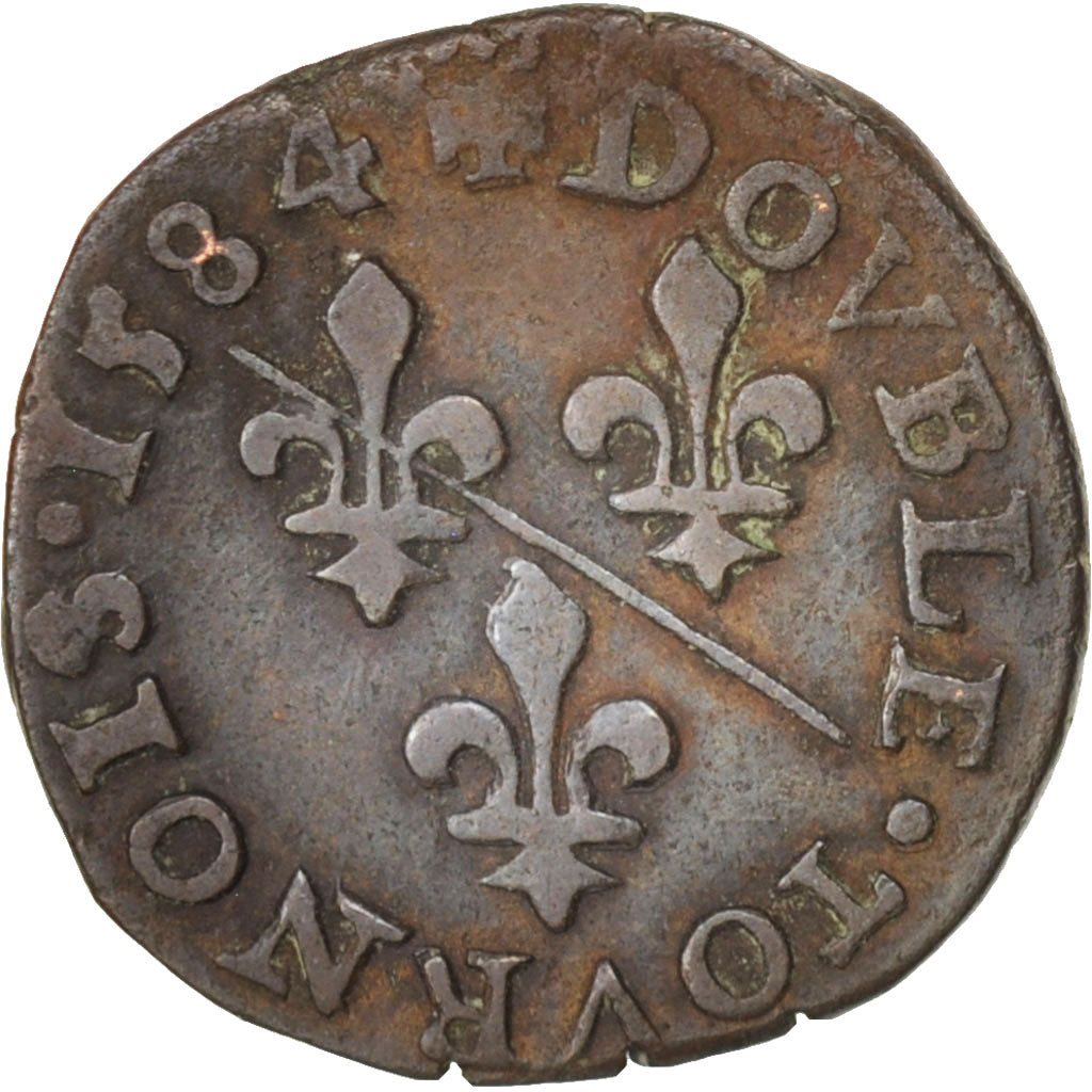 Francia, DOMBES, Double Tournois, 1584, MB+, Rame, Boudeau:1065
