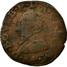 Moneda, Francia, DOMBES, Double Tournois, 1585, BC+, Cobre, Boudeau:1065