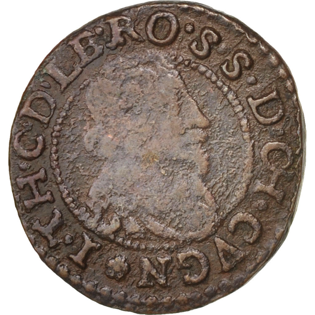 France, Champagne, Cugnon, Double Tournois, 1634, VF(20-25), Copper,Boudeau:1856