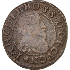 France, Champagne, Cugnon, Double Tournois, 1634, VF(20-25), Copper,Boudeau:1856