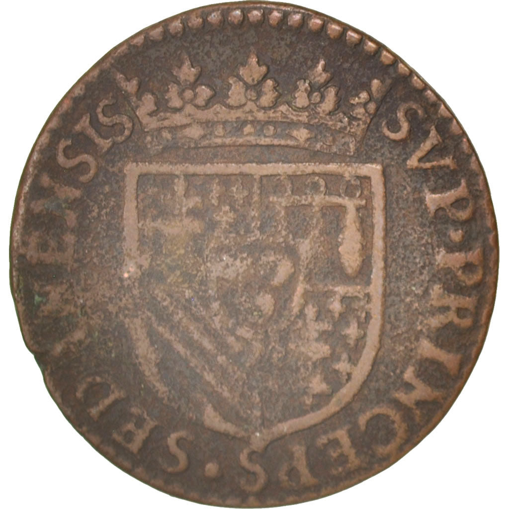 France, BOUILLON & SEDAN, Double Liard, 1614, VF(20-25), Copper, Boudeau:1844