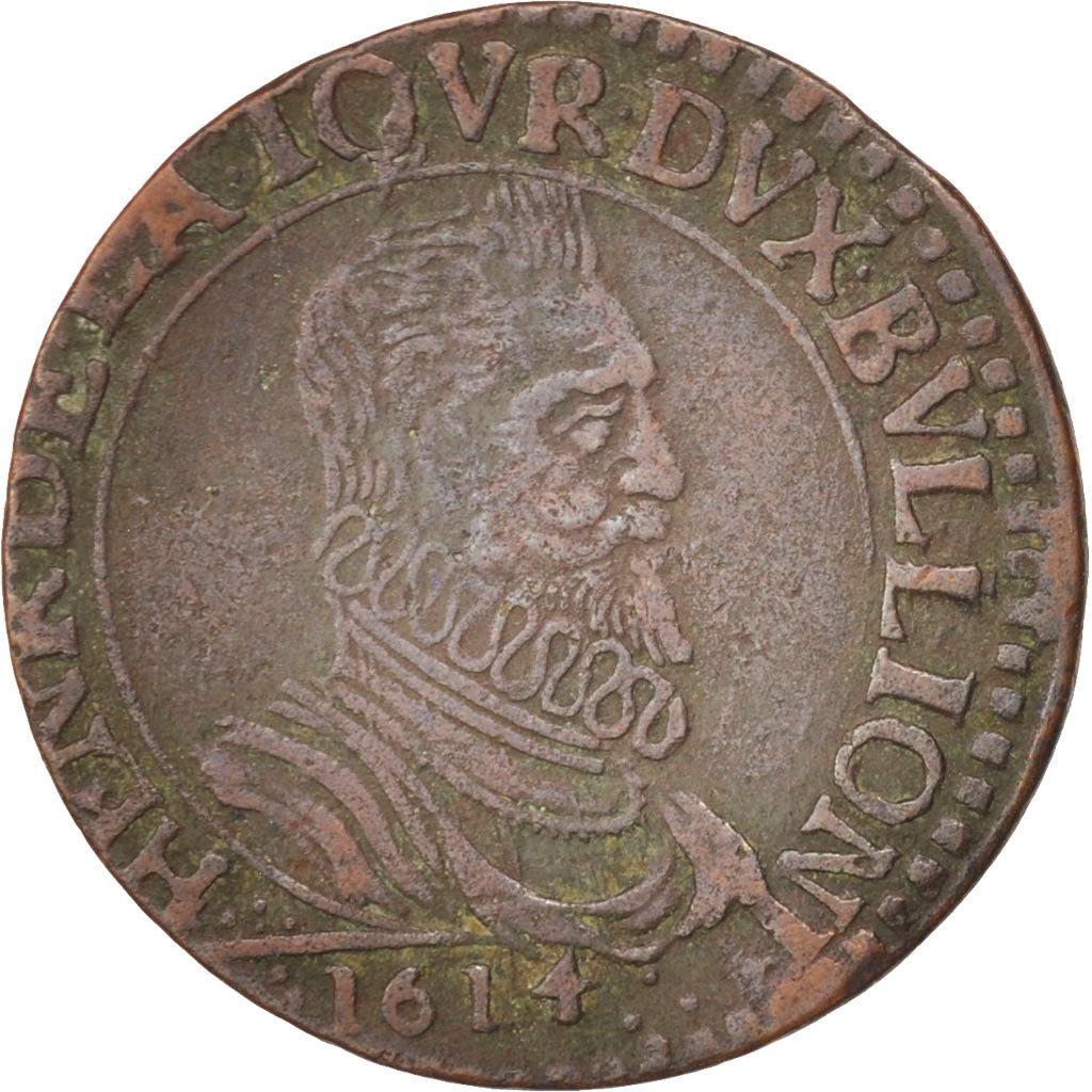 Frankreich, BOUILLON & SEDAN, Double Liard, 1614, EF(40-45), Copper, Boudeau1847