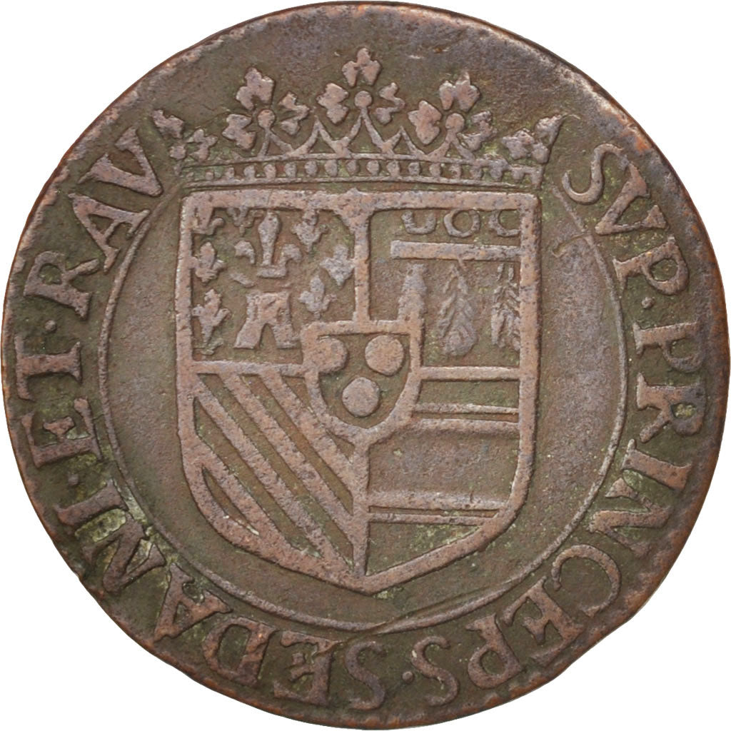Frankreich, BOUILLON & SEDAN, Double Liard, 1614, EF(40-45), Copper, Boudeau1847