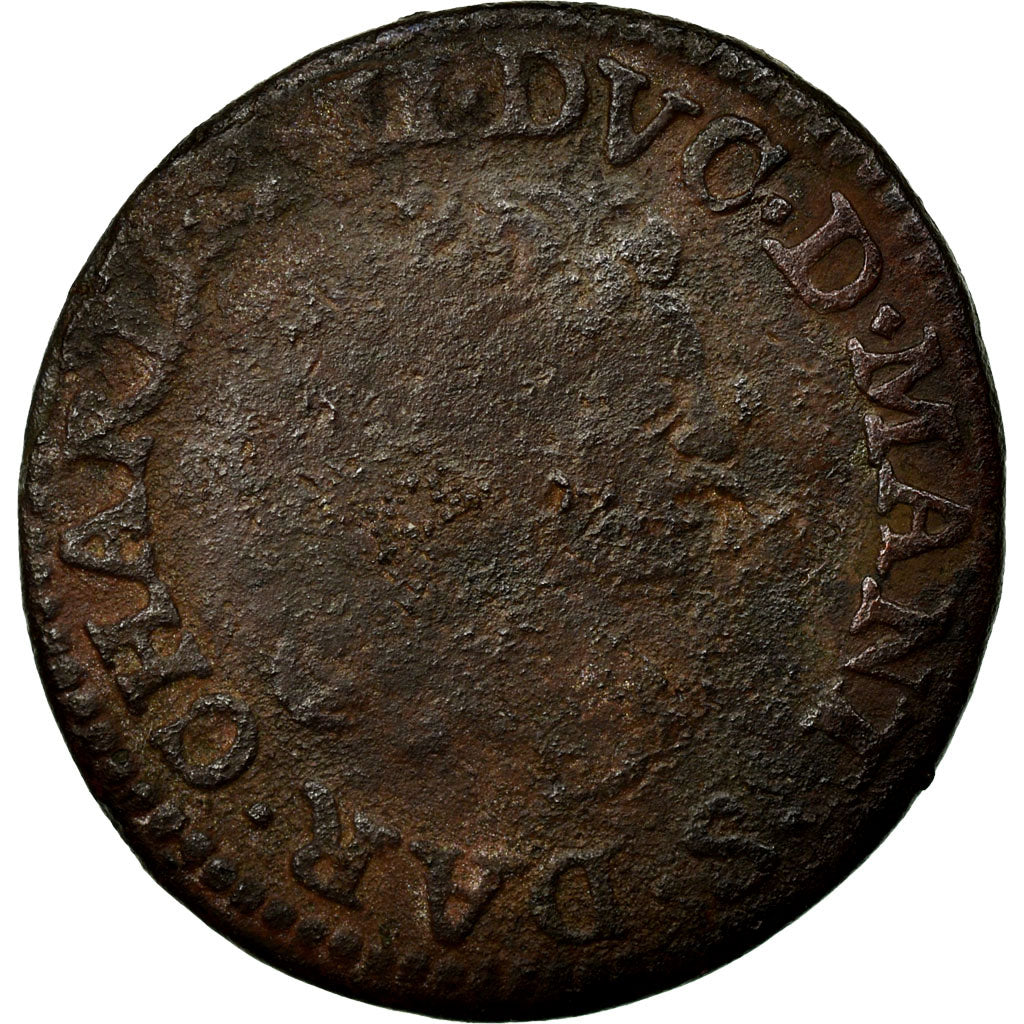 Coin, France, NEVERS & RETHEL, Double Tournois, 1642, VG(8-10), Copper