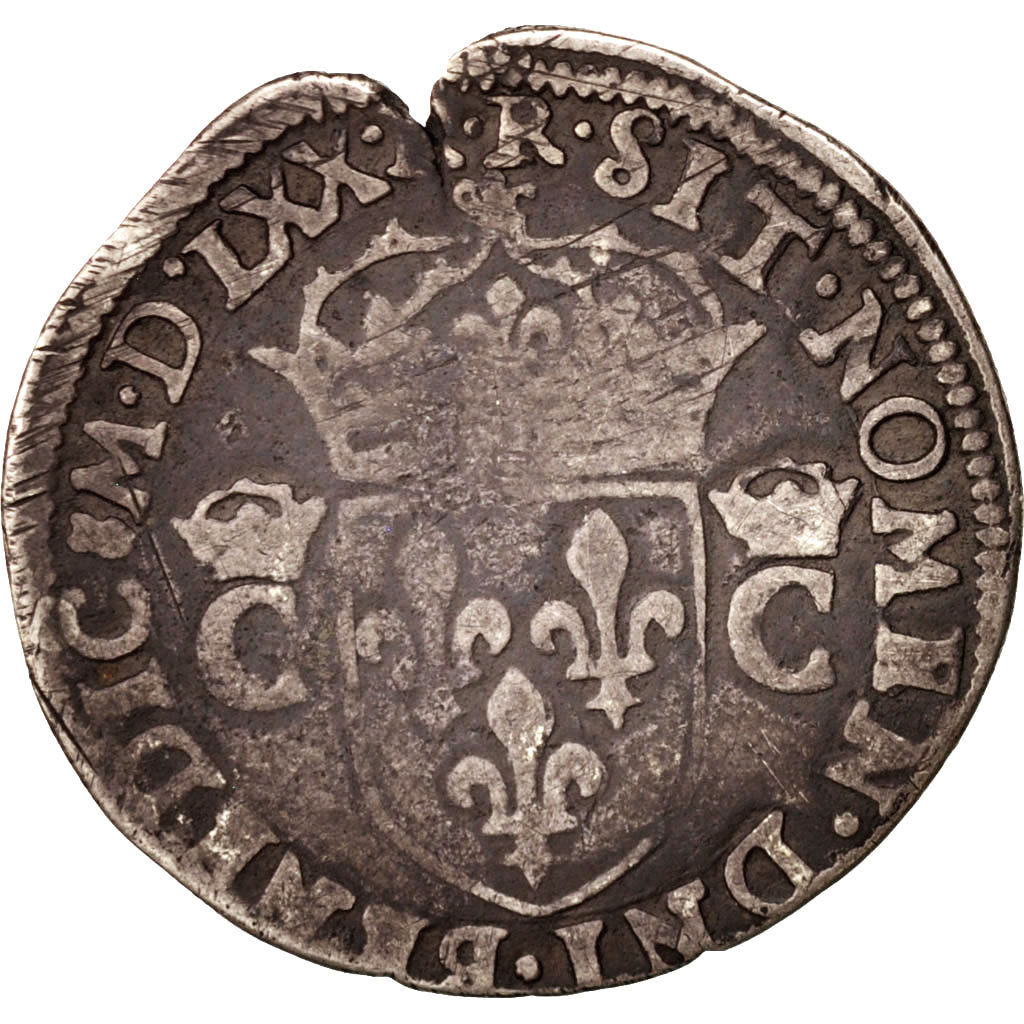 France, Charles IX, Demi Teston, 1570, Toulouse, F(12-15), Silver, Sombart:4604