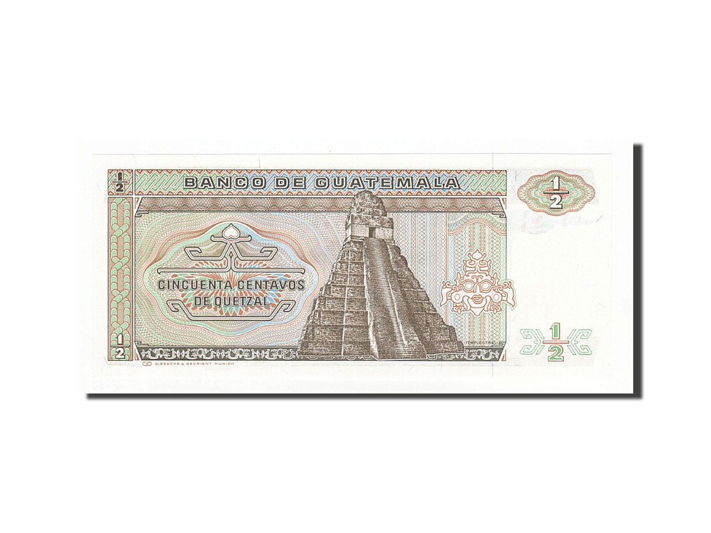 Banknote, Guatemala, 1/2 Quetzal, 1988, 1983-01-06, KM:65, UNC(65-70)