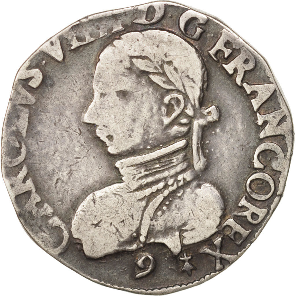 France, Charles IX, Teston, 1575, Rennes, VF(20-25), Silver, Sombart:4602