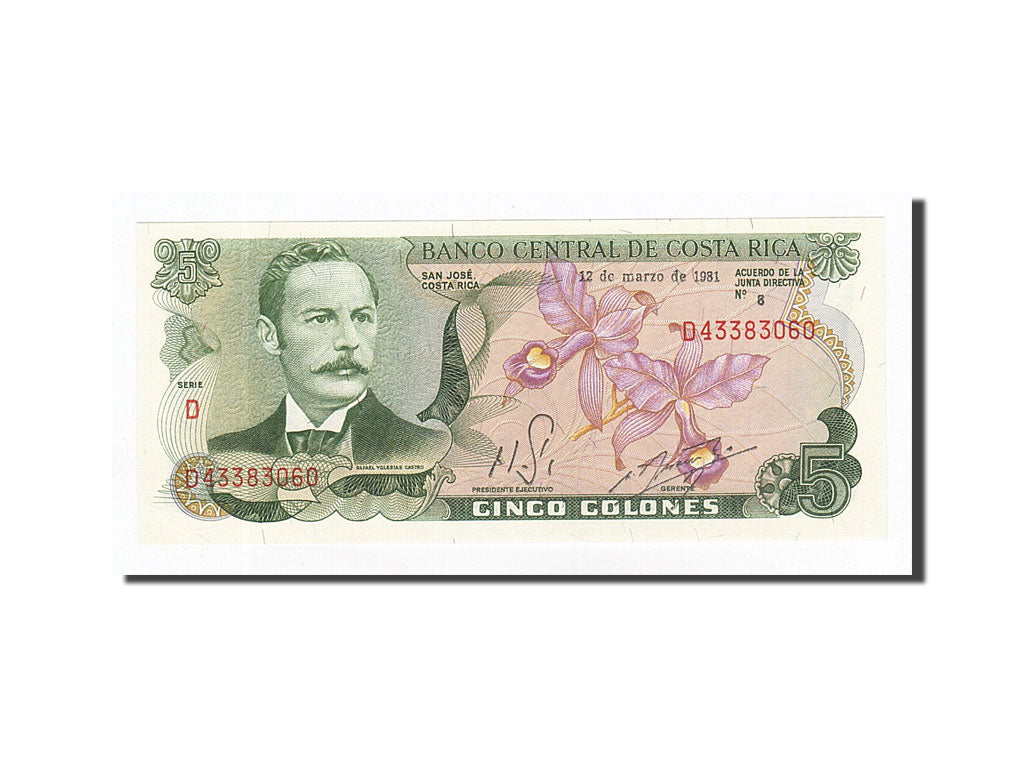 Banknote, Costa Rica, 5 Colones, 1968-1972, 1981-03-12, KM:236d, UNC(65-70)