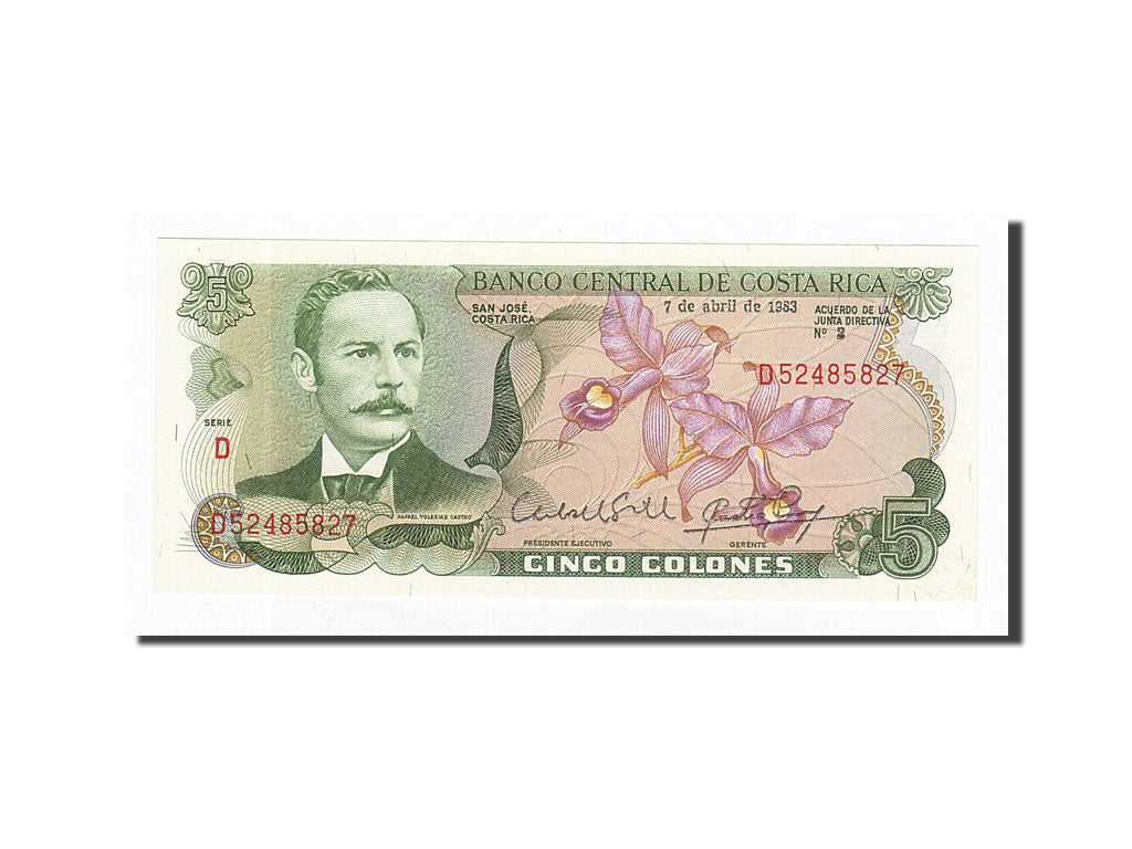 Banconote, Costa Rica, 5 Colones, 1968-1972, KM:236d, 1983-4-7, FDS