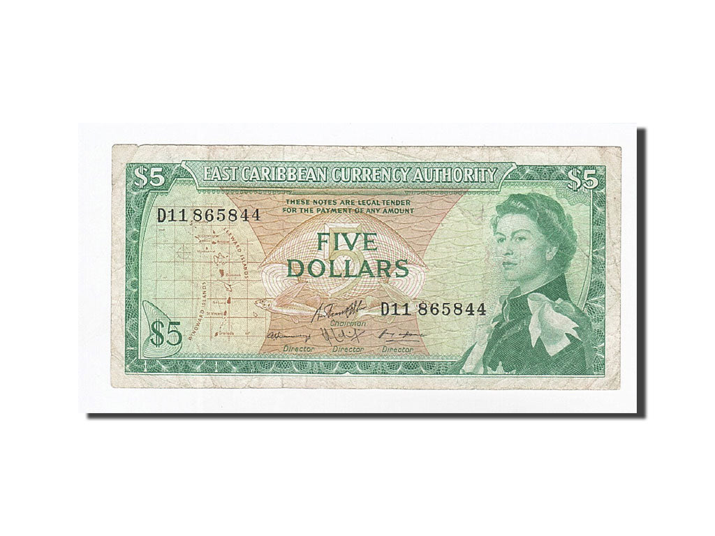 Banknote, East Caribbean States, 5 Dollars, 1965, KM:14h, VF(30-35)
